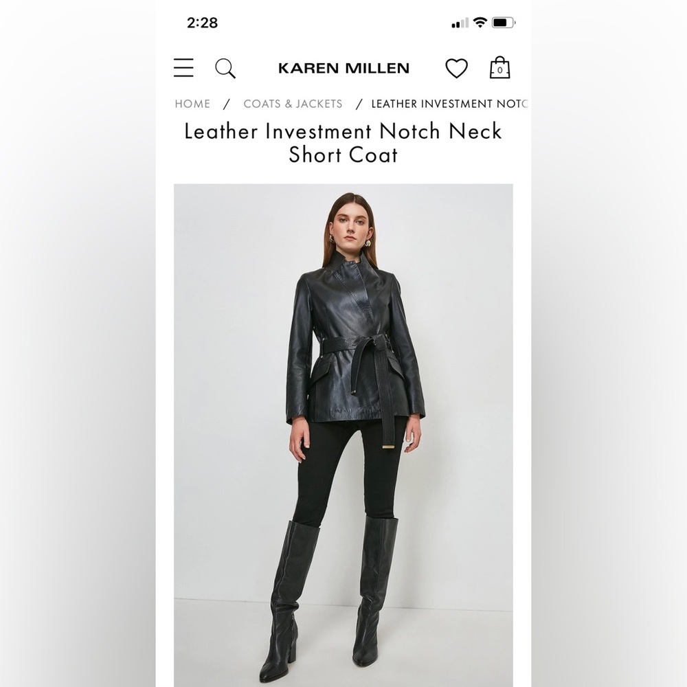 NWT Size 10 Leather Investment Notch Neck
Short Coat